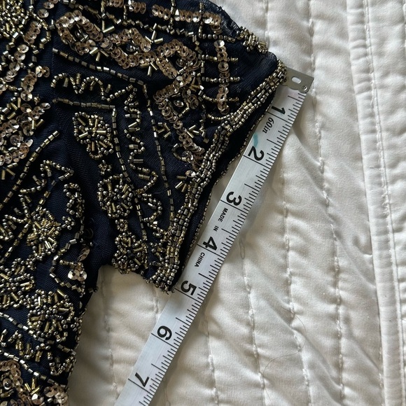 Pisarro nights blue navy and Gold Beaded Dress size 4 - Picture 8 of 16
